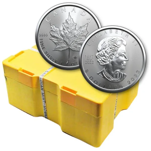 Sealed Silver Maple Leaf Monster Box 2023 Canada 500-Coin Silver Maple, Leaf Monster Box, Royal Canadian Mint Silver Monster Box