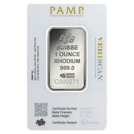 Best Price for Pamp Suisse Rhodium Bar 1 Oz