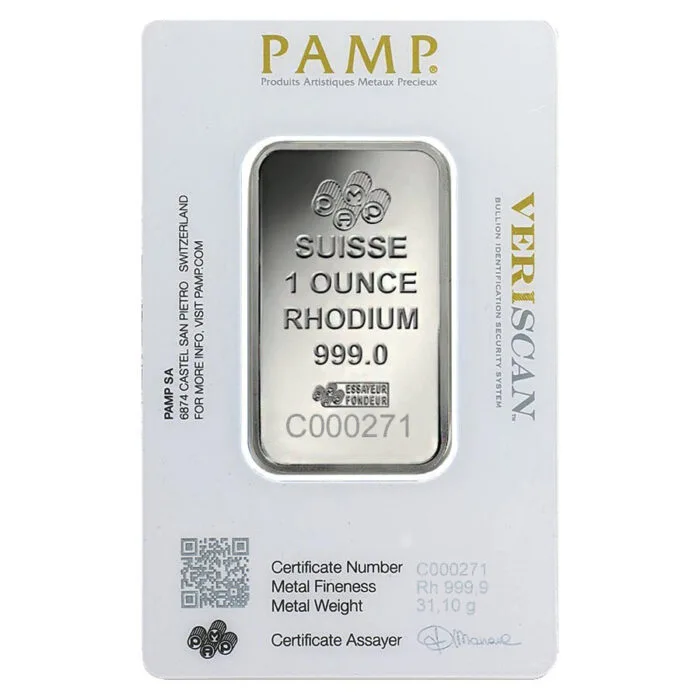 Best Price for Pamp Suisse Rhodium Bar 1 Oz