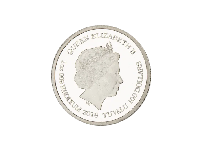 1 oz Tuvalu South Seas Dragon Rhodium Coin
