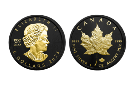 Maple Leaf – Black Platinum & Gold 1 oz Silver $5 Canada 2023