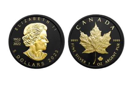 Maple Leaf – Black Platinum & Gold 1 oz Silver $5 Canada 2023