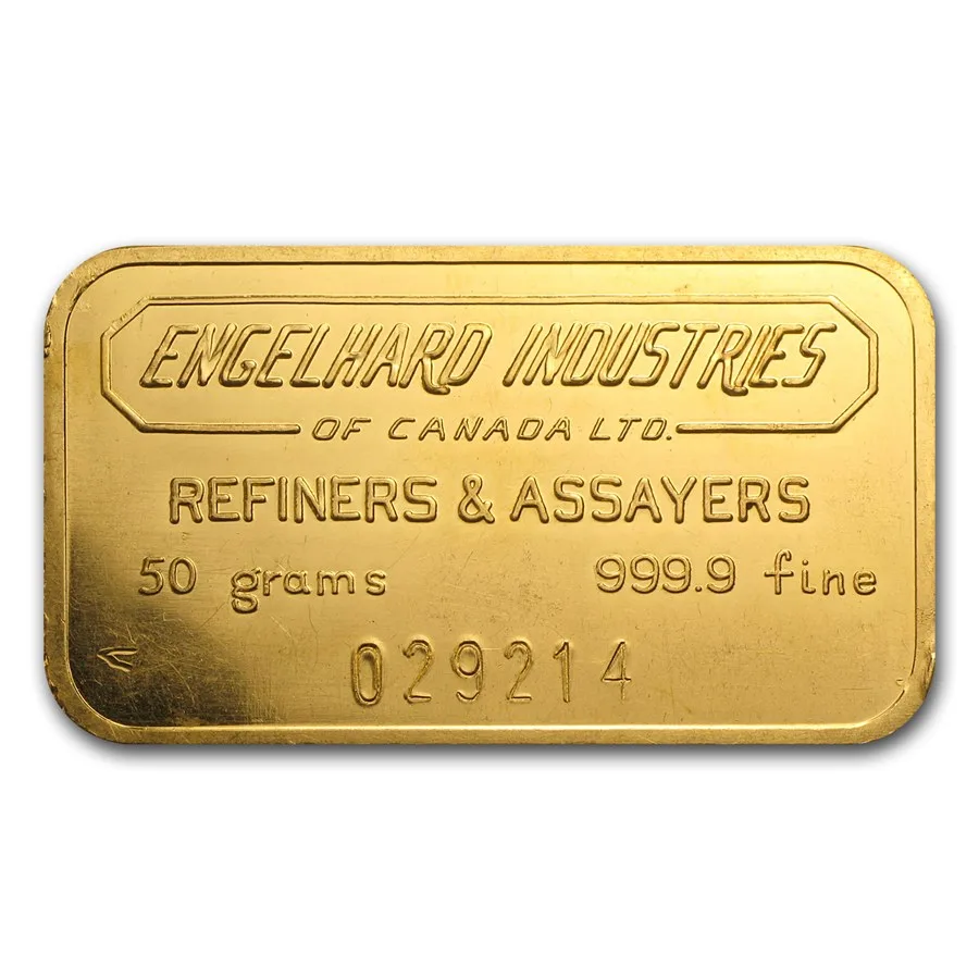 50 gram Engelhard Industries of Canada Gold Bar