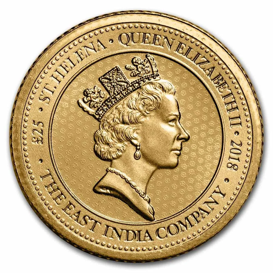 St. Helena 1/4 oz Gold £25 Rose Crown Guinea BU