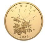 2026 $200 Multifaceted Maple Leaves Pure Gold Coin with gemstone-style maple leaf design